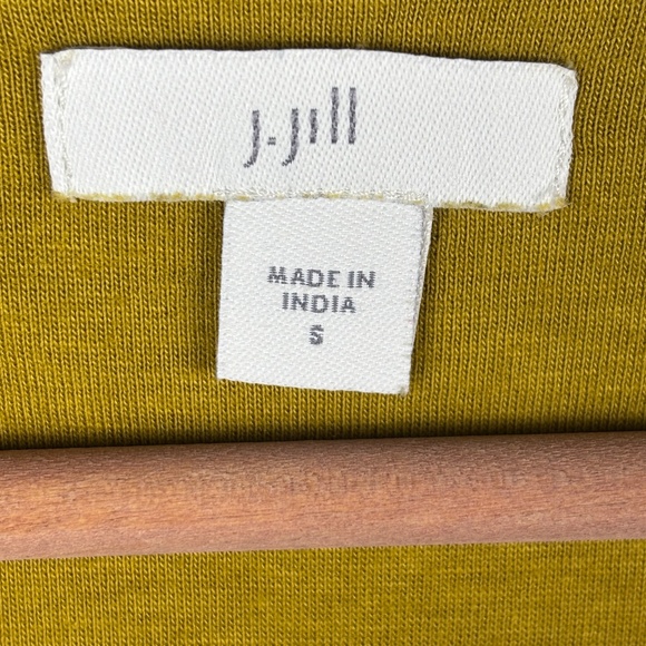 J Jill Women ¾ Sleeve Embroidered Cotton Tunic Blouse Sz S Mustard Boho Comfort - Picture 4 of 10